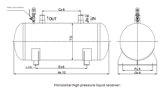 horizontal high pressure liquid receiver 